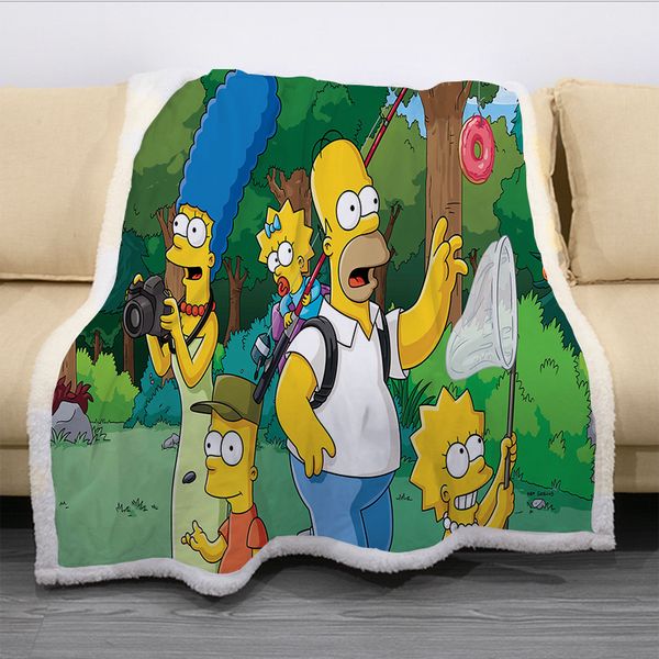 

character blanket симпсон смешные 3d печать шерпа одеяло на кровати домашний текстиль сказочной стиль