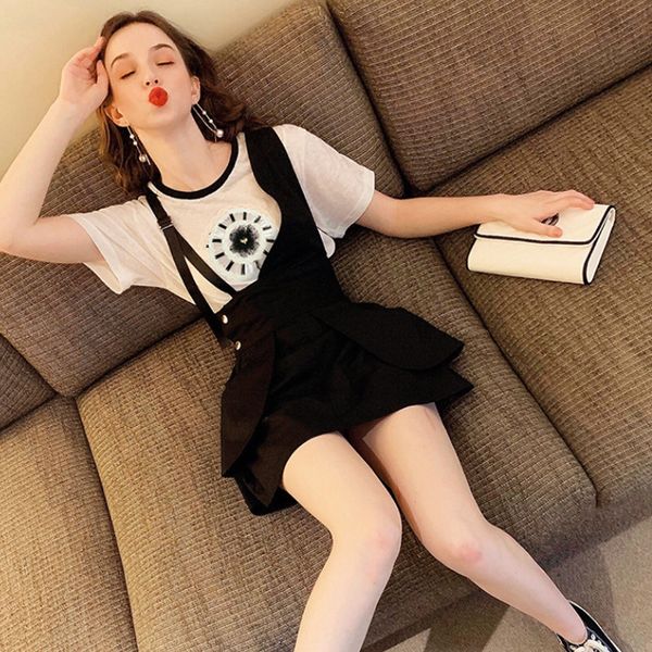 

platycodon grandiflorum french hepburn style women's summer suit dress dress skirt 2020 new strap skirt two-piece suit repfv, Gray