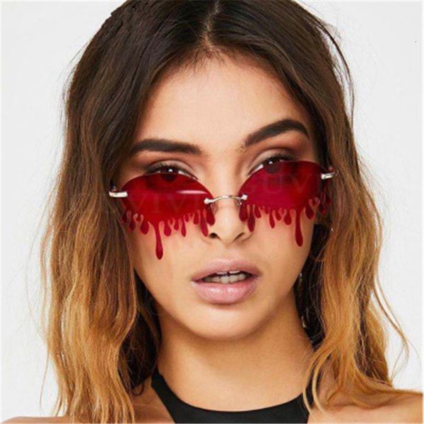 

2020 black friday rimless sunglasses women new vintage unique tears shape steampunk sun glasses female gafas shades uv400 ladies, White;black