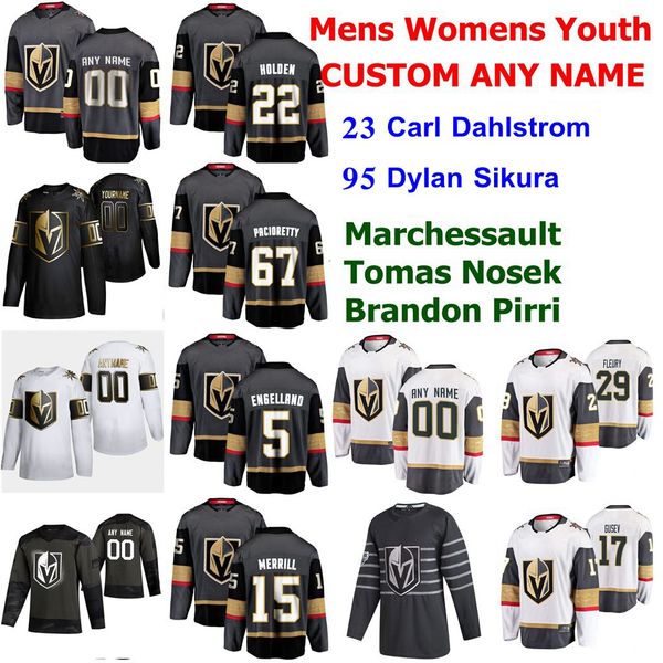 

golden edition vegas golden knights hockey jerseys 23 carl dahlstrom 95 dylan sikura marc-andre fleury ryan reaves william karlsson custom, Black;red
