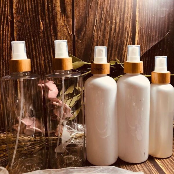 

storage bottles & jars 10pcs 250ml 300ml 400ml 500ml cosmetic bamboo shampoo bottle clear white skin care cream plastic disc cap flip