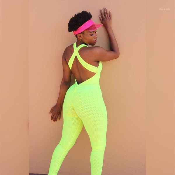 

yellow jacquard criss cross one-piece yoga set bra leggings high waist fitness pants sports set gym workout biker clothes1, White;red