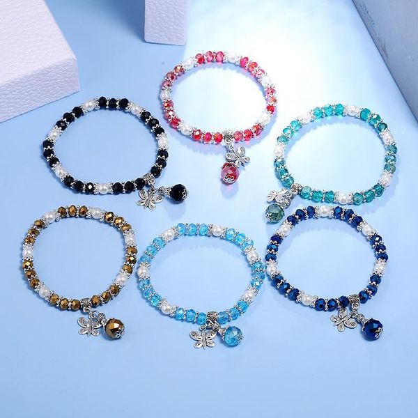 

charm bracelets bohemian color bracelet for women with pearl and tibetan silver butterfly pendant is a beautiful jewelry gift girls, Golden;silver