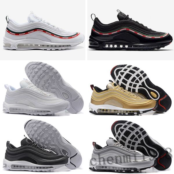 

men athletic shoes women sports trainers og triple black metallic gold silver bullet white 3m classical outdoor sneakers without box c78