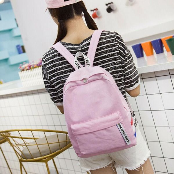 

2020 новый чистый цвет повседневный холст рюкзак высокого качества unisex harajuku girl моды travel school shoulder bag bagpack рюкзака