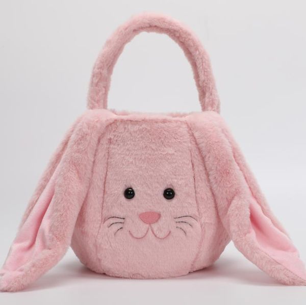 Cesto di coniglio di Pasqua Easter Orecchie lunghe di peluche Easter Oggs Bunny Smile Face Candy Gift Bag Festival Borsa per bambini SN4371