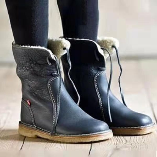 

новые 2020 ботинки женщин вскользь motorcycle boots женщины кожа pu лодыжки теплые дамы моды зимняя обувь botas mujer, Black