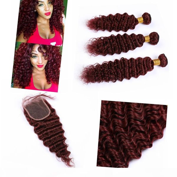 

indian red hair bundles human hair with 99j color red wet and wavy human hair weave bundles deep wavy, Black;brown