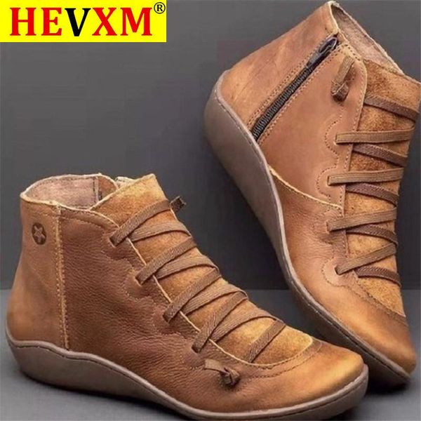 

hevxm 2021 women shoes comfortable chaussure homme casual flat boots women microfiber leather winter autumn hiking ankle boots, Black