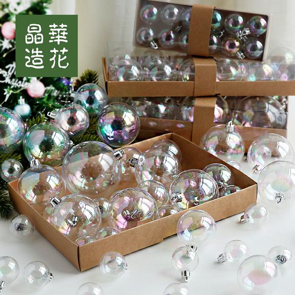 

holiday colorful bubble christmas set decoration transparent ball ornament
