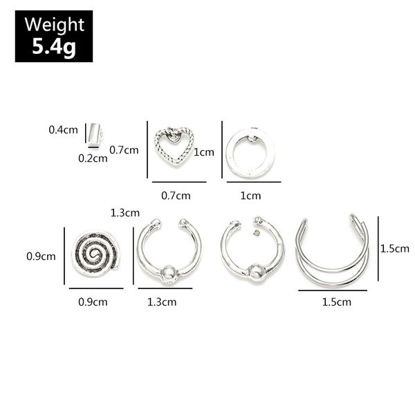 

doreenbeads fashion earrings ear clip for women accessories silver color circle ring heart unique earrings jewelry gift 1 set