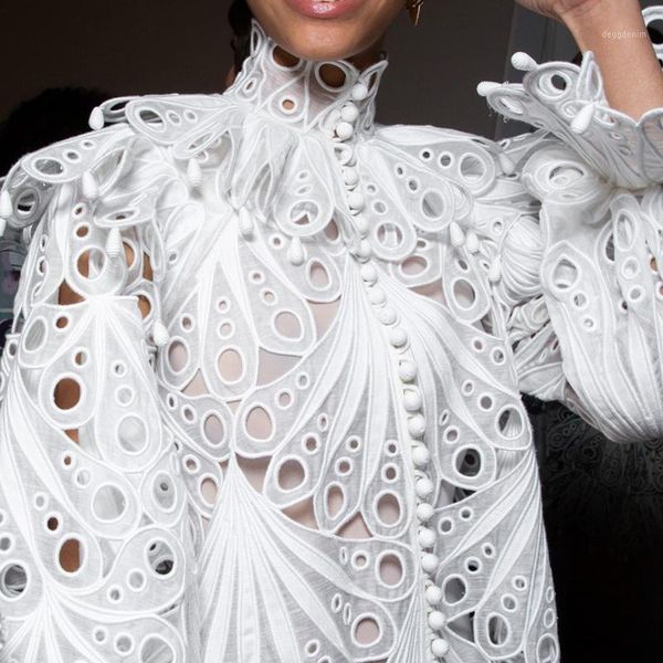

women's blouses & shirts boho inspired 2021 spring vintage white blouse women long sleeve hollow out chic ruffle blouse1
