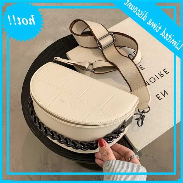 

thick chain crossbody task for 2021 fashion ladies handbags brand luxury pu learning saddle shoulder bag women