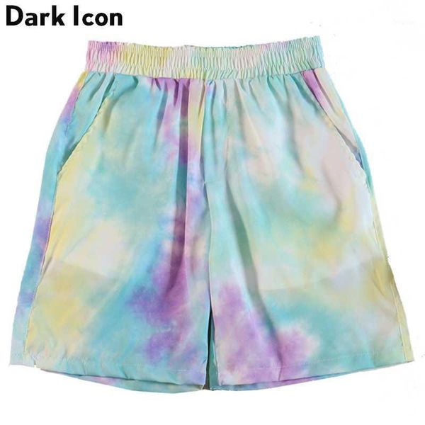 

dark tie dyeing shorts men summer beach shorts elastic waist for men 4 colors1, White;black