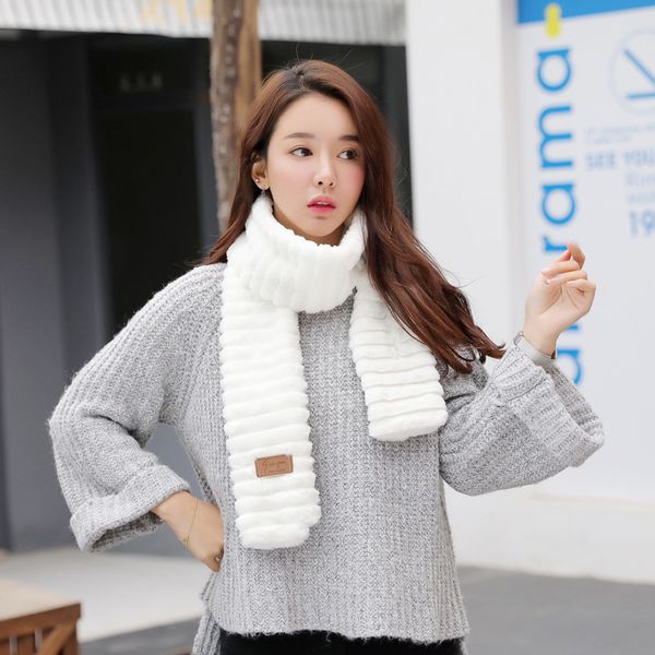 

winter scarf women korean version fake plush rabbit fur scarf men and women fur collar head solid color wild scarf sn199, Blue;gray