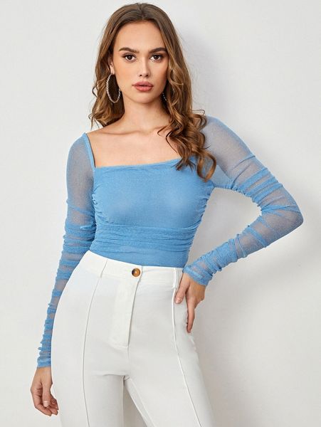 

mesh panel ruched glitter f3qn#, White