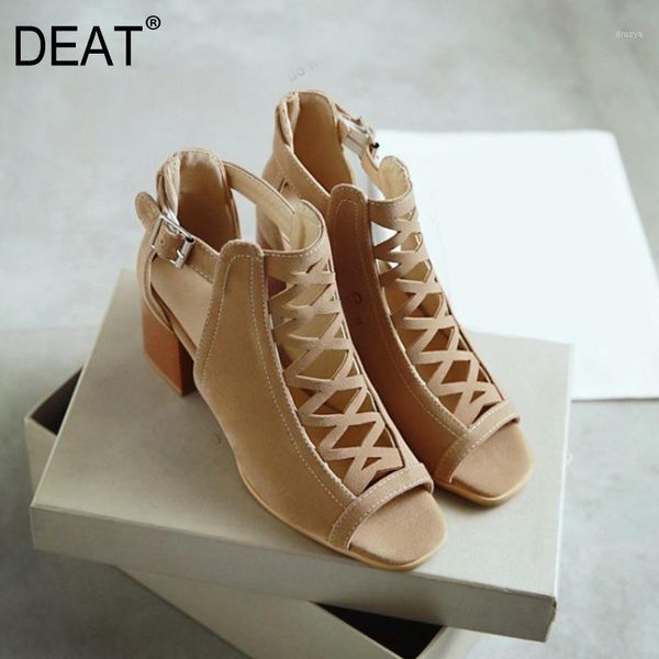 

[deat] 2020 new spring summer open toe buckle strap hollow out mesh pu leather sandals for women shoes fashion tide 10g8671, Black