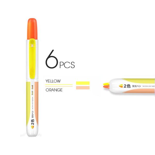 

andstal 6pcs lot new twin tip retractable highlighter pen refillable fluo soft fluorescent color school marker set hilighter pen h bbymxr, Black;red
