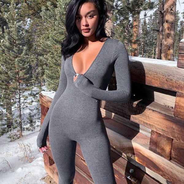

2021 autumn women jumpsuit streetwear long sleeve bodycon solid winter knitted sport jumpsuits romper overalls for women, Black;white