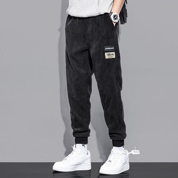 

2021 new autumn newly designer fashion men jeans casual corduroy cargo pants overalls streetwear hip hop joggers wide leg sweatpants vowx, Blue