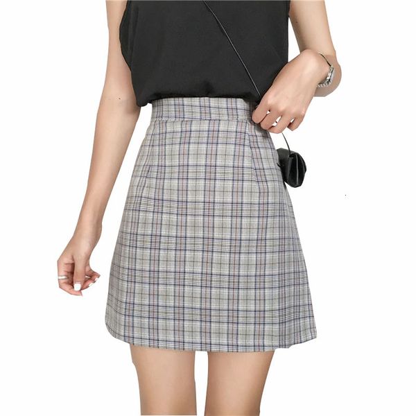 

2021 new mode chess above knee the line female skirt will see high thin ypk4, Black