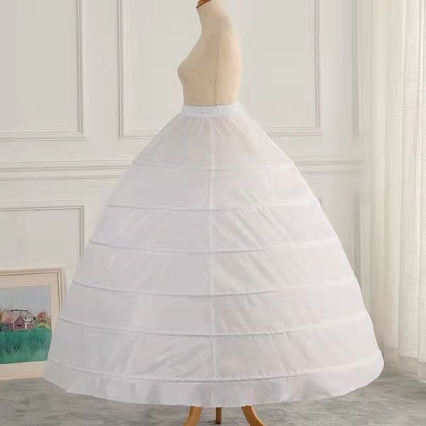 Белое бальное платье больших размеров Свадебная нижняя юбка 6 обручей Jupon Tarlatan Crinoline Underskirt Slips Make Dress Puffy Quince Bridal Debutante Свадебные аксессуары