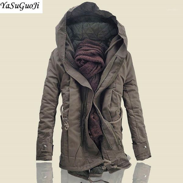 

yasuguoji new 2019 safari style mens winter coats and jackets thicken cotton padded coat men parka men men's hooded jacket mf21, Tan;black