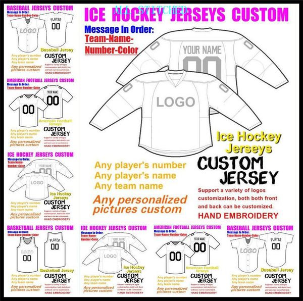 

custom american football jerseys for mens womens youth kids baseball ice hockey basketball color ice hockey soccer jersey navy xxxl 4xl 5xl, Black