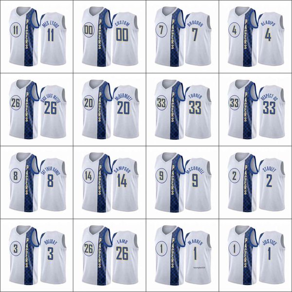 

men indiana pacers''caris levert domantas sabonis t.j. warren doug mcdermott custom city white edition jersey, Black