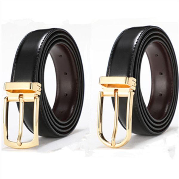 

gold pin buckle thin leather belt for men, Black;brown