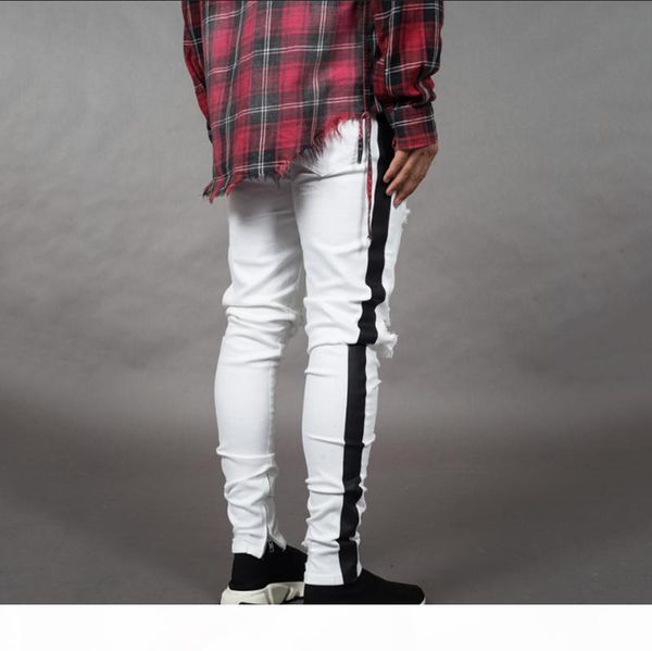 

mens casual straight jeans retro slim skinny jeans fashion stylist ripped men hip hop light blue denim pants