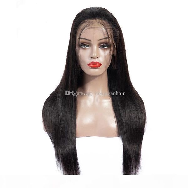 

lace front human hair wigs with baby hair pre plucked 13*6 deep part straight lace wig for black women, Black;brown
