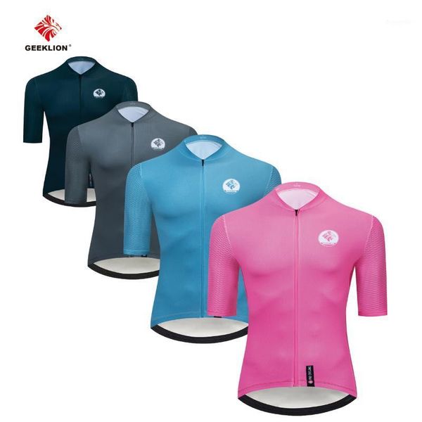 

geeklion outdoor pro cut four pure color design cycling jersey short sleeves mesh breathable fabric mtb jersey1, Black;red