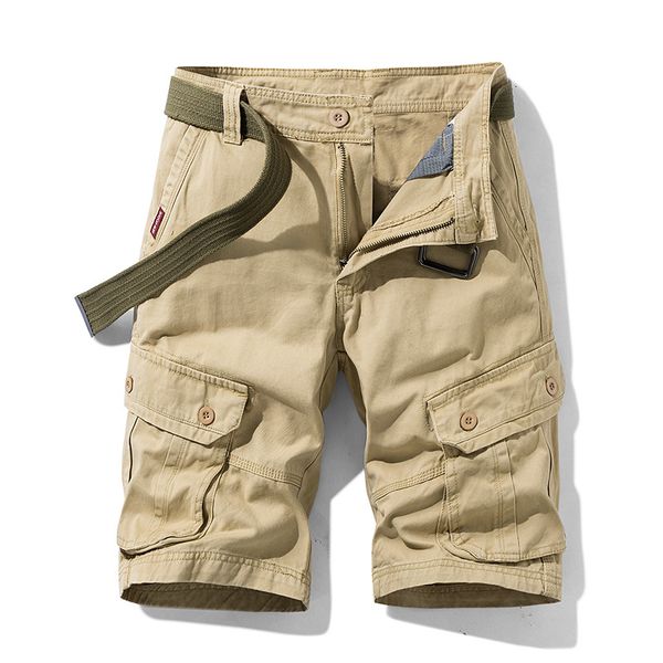 

2021 new mens cotton multi-pocket short pants homme bermuda summer casual workout loose work shorts joof, White;black