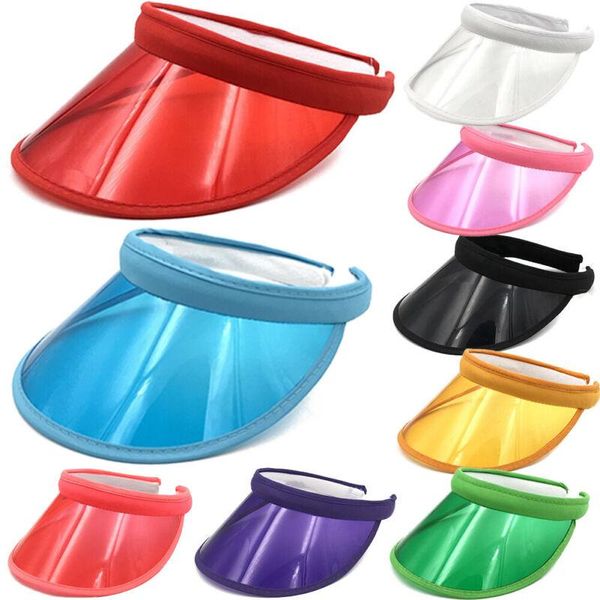 

men women plastic visor sun hat golf tennis beach cap adjustable sports plain colors 2020 summer new, Blue;gray