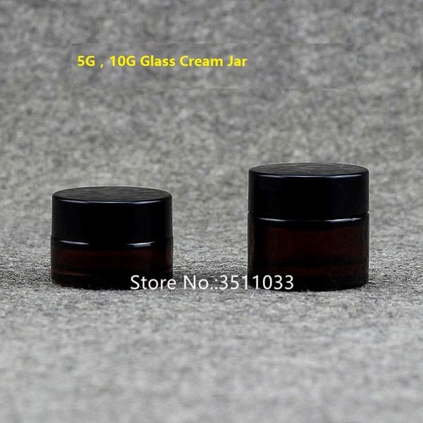 

storage bottles & jars 5g 10g dark brown glass cosmetics bottle container small refillable amber cream eye jar black lid