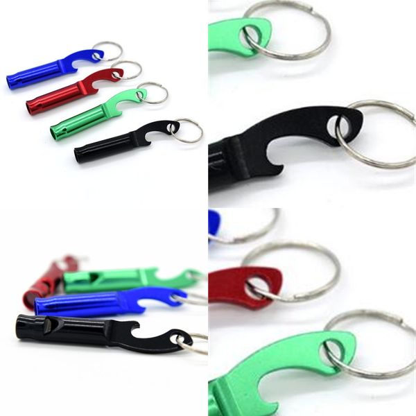 

aluminum alloy whistle portable tape key buckle black multi colors with whistles bottle opener new arrival 1 5zb l1