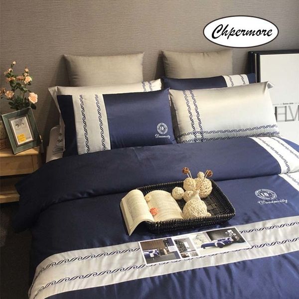 Churmore Europeu Cama Minimalista Set 100% Algodão Duvet Cover Sets Lençóis Folhas de Cama Fronhas 3/4 Pcs Twin Queen King Size Y200417