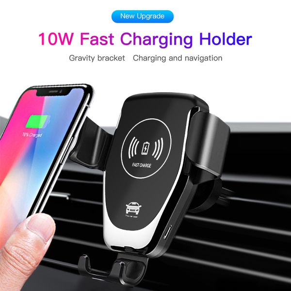 

10w qi charging samsung s10 s9 s8 s6 s7 edge phone holder for iphone x xs max xr 8 plus wireless car charger