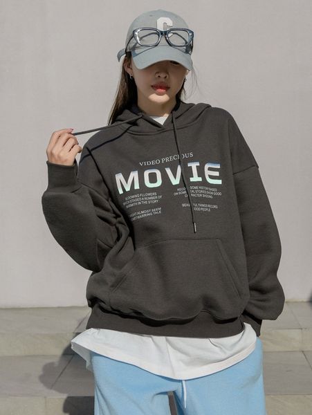 

dazy slogan graphic drop shoulder drawstring oversized hoodie x4n7#, White;black