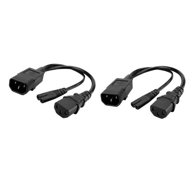 

2x iec320-c14 to c13+c7 power adapter cord male to female 3-pin ups server