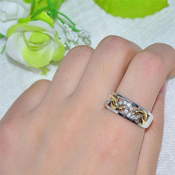 

925 sliver vvs1 diamond ring for women sparkling dainty cirle anillos white z gemstone bizuteria silver 925 jewelry ring box1, Golden;silver