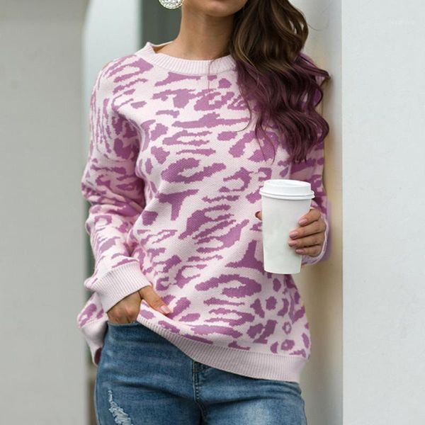 

2019 sueter mujer invierno fashion women sweatshirt round neck print leopard sweater loose shirt 5 colors sweater ed1, White;black