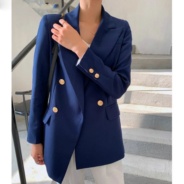 

elegant double-breasted women blazers casual long sleeve 2021 spring female blazer jackets office ladies suit jacket, Black;brown