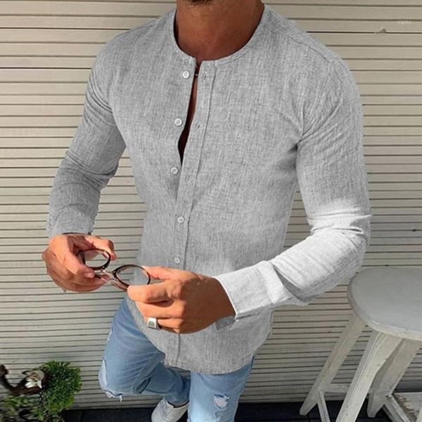 

men long sleeve shirt blouse pure color round collar fashion casual streetwear business slim shirt mens male camisa femenina1, White;black