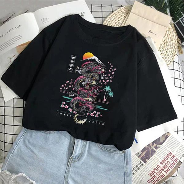 

streetwear tops женская футболка ulzzang harajuku урожай дракона футболка для печати лето новый негабаритные повседневные женщины, White
