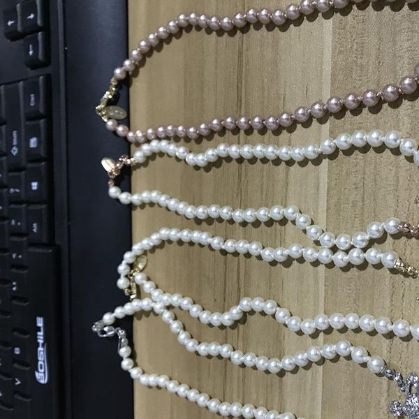 

full diamond satellitepearl necklace elegant clavicle chain necklace baroque pearl choker necklaces for women wedding party gift, Silver