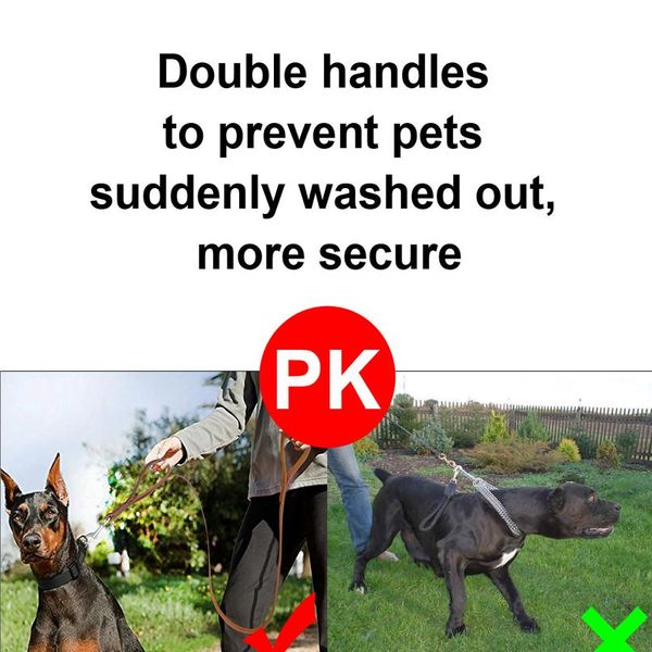 

geniune leather pet dog leash rope pet k9 training walking lead leashes for medium large dogs quick control with 2 bbyvnn