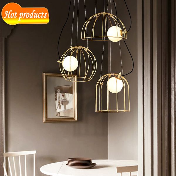 

creative elegant iron cage industry modern postal house lighting food room t0ov