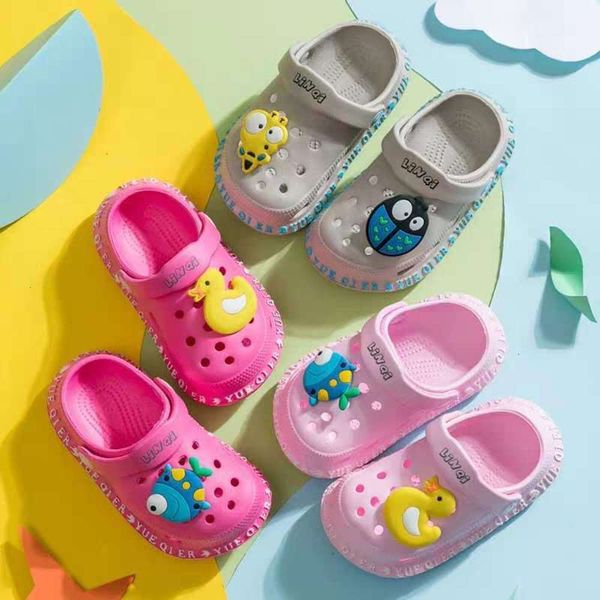 

hole summer children's baotou girl cartoon soft bottom baby cute slippers beach sho, Black;red